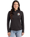 Miami Dolphins Historic Cutter & Buck Prospect Recycled Featherlight Stretch Womens Quarter Zip Black Front Thumbnail Image