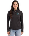 Philadelphia Eagles NFL Helmet Cutter & Buck Prospect Recycled Featherlight Stretch Womens Quarter Zip Black Front Thumbnail Image