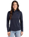 Minnesota Vikings Americana Cutter & Buck Prospect Recycled Featherlight Stretch Womens Quarter Zip Navy Blue Front Thumbnail Image