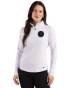 NY Mets City Connect Cutter & Buck Prospect Recycled Featherlight Stretch Womens Quarter Zip White Front Thumbnail Image