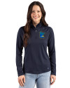 View image 4: Minnesota Twins City Connect Cutter & Buck Prospect Recycled Featherlight Stretch Womens Quarter Zip Navy Blue Front