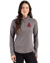 Los Angeles Angels City Connect Cutter & Buck Prospect Recycled Featherlight Stretch Womens Quarter Zip Elemental Grey Front Thumbnail Image