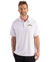 Los Angeles Chargers Cutter & Buck Prospect Recycled Featherlight Stretch Mens Sport Polo White Front Thumbnail Image