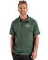Green Bay Packers Cutter & Buck Prospect Recycled Featherlight Stretch Mens Sport Polo Hunter Green Front Thumbnail Image