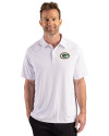 Green Bay Packers Cutter & Buck Prospect Recycled Featherlight Stretch Mens Sport Polo White Front Thumbnail Image