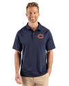 Chicago Bears Cutter & Buck Prospect Recycled Featherlight Stretch Mens Sport Polo Navy Blue Front Thumbnail Image