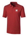 Nebraska Cornhuskers Cutter & Buck Forge Pencil Stripe Stretch Mens Polo Cardinal Red Mannequin Thumbnail Image