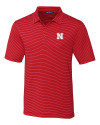 Nebraska Cornhuskers Cutter & Buck Forge Pencil Stripe Stretch Mens Polo Red Mannequin Thumbnail Image