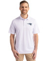New England Patriots Rivalries Cutter & Buck Virtue Recycled Featherlight Pique Mens Polo White Front Thumbnail Image