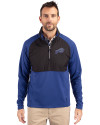 Buffalo Bills Rivalries Cutter & Buck Adapt Recycled Soft Knit Stretch Mens Hybrid Quarter Zip Pullover  Tour Blue/Black Front Thumbnail Image