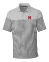 Nebraska Cornhuskers Cutter & Buck Pioneer Engineered Mens Stripe Button Front Polished Medium Gray Mannequin Thumbnail Image