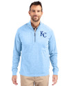 Kansas City Royals Cutter & Buck Adapt Recycled Soft Knit Stretch Mens Heathered Quarter Zip Pullover  Atlas Heather Front Thumbnail Image