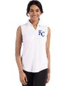 View image 7: Kansas City Royals Cutter & Buck Forge Recycled Four-Way Stretch Womens Sleeveless Polo White Front