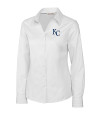 Kansas City Royals Cutter & Buck Epic Easy Care Fine Twill Womens Long Sleeve Dress Shirt White Mannequin Thumbnail Image