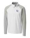 View image 1: Kansas City Royals Cutter & Buck Response Lightweight Hybrid Quarter Zip Mens Pullover Windbreaker White Mannequin