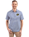 Los Angeles Rams Rivalries Cutter & Buck Virtue Recycled Stripe Featherlight Pique Mens Polo Tour Blue Front Thumbnail Image