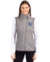 Kansas City Royals Cutter & Buck Mainsail Sweater-Knit Womens Full Zip Asymmetrical Vest Polished Heather Front Thumbnail Image