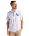 Kansas City Royals Cutter & Buck Pike Recycled Pebble Print Mens Polo White Front Thumbnail Image