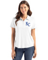 Kansas City Royals Cutter & Buck Coastline Recycled Double Peached Womens Polo White Front Thumbnail Image