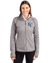Kansas City Royals Cutter & Buck Mainsail Sweater-Knit Womens Full Zip Hooded Jacket Polished Heather Front Thumbnail Image