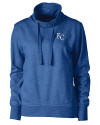 Kansas City Royals Cutter & Buck Saturday Cotton Blend Womens Funnel Neck Sweatshirt Tour Blue Heather Mannequin Thumbnail Image