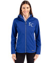 Kansas City Royals Cutter & Buck Evoke Epic Versatility Recycled Softshell Womens Full Zip Jacket Tour Blue Front Thumbnail Image
