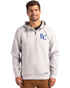 Kansas City Royals Cutter & Buck Roam Recycled Buttery-Soft Knit Mens Half Zip Hooded Pullover Solitare Front Thumbnail Image