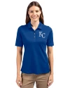 Kansas City Royals Cutter & Buck Virtue Recycled Featherlight Pique Womens Polo Tour Blue Front Thumbnail Image