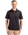 Miami Dolphins Rivalries Cutter & Buck Coastline Recycled Double Peached Mens Polo Black Front Thumbnail Image