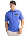 Los Angeles Rams Rivalries Cutter & Buck Virtue Recycled Featherlight Pique Mens Polo Chelan Blue Front Thumbnail Image