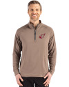 Arizona Cardinals Rivalries Cutter & Buck Adapt Recycled Soft Knit Stretch  Mens Quarter Zip Pullover  Mushroom Front Thumbnail Image