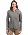 New England Patriots Rivalries Cutter & Buck Adapt Recycled Soft Knit Stretch Womens Hybrid Full Zip Jacket Elemental Grey Front Thumbnail Image