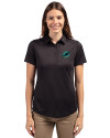 Miami Dolphins Rivalries Cutter & Buck Prospect Recycled Featherlight Stretch Womens Polo Black Front Thumbnail Image