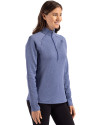 Los Angeles Rams Rivalries Cutter & Buck Peshastin Epic Versatility Recycled Fleece Womens Half Zip Tour Blue Heather Side Thumbnail Image