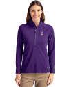 East Carolina (ECU) Pirates College Vault Cutter & Buck Adapt Recycled Soft Knit Stretch Womens Half Zip Pullover College Purple Front Thumbnail Image
