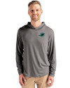 Miami Dolphins Rivalries Cutter & Buck Coastline Recycled Double Peached Mens Hooded Pullover Elemental Grey Front Thumbnail Image