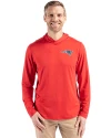 New England Patriots Rivalries Cutter & Buck Coastline Recycled Double Peached Mens Hooded Pullover Red Front Thumbnail Image