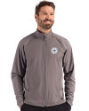 Tennessee Titans Monochromatic Cutter & Buck Adapt Recycled Soft Knit Stretch Mens Big & Tall Hybrid Full Zip Jacket Elemental Grey Front Thumbnail Image