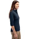 Tennessee Titans Americana -  Cutter & Buck Virtue Recycled Featherlight Pique Womens Half Zip Hooded Pullover Navy Blue Side Thumbnail Image
