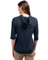 Tennessee Titans Americana -  Cutter & Buck Virtue Recycled Featherlight Pique Womens Half Zip Hooded Pullover Navy Blue Back Thumbnail Image