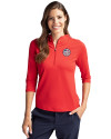 Tennessee Titans Americana -  Cutter & Buck Virtue Recycled Featherlight Pique Womens Half Zip Hooded Pullover Red Front Thumbnail Image