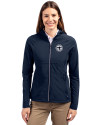 Tennessee Titans Mono -  Cutter & Buck Adapt Recycled Soft Knit Stretch Womens Hybrid Full Zip Jacket Navy Blue Front Thumbnail Image