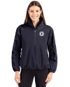 Tennessee Titans Monochromatic Cutter & Buck Charter Recycled Packable Womens Half Zip Anorak Jacket Navy Blue Front Thumbnail Image