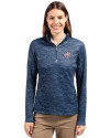 Tennessee Titans Americana -  Cutter & Buck Traverse Recycled Smooth Stretch Womens Camo Quarter Zip Pullover Navy Blue Front Thumbnail Image
