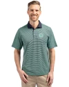Tennessee Titans Mono -  Cutter & Buck Virtue Recycled Micro Stripe Featherlight Pique Mens Polo Fresh Mint/Navy Blue Front Thumbnail Image