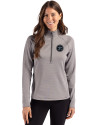 Tennessee Titans Mono -  Cutter & Buck Peshastin Recycled GridFleece Womens Half Zip Pullover​ Elemental Grey Heather Front Thumbnail Image