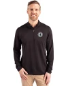 Tennessee Titans Mono -  Cutter & Buck Virtue Recycled Featherlight Pique Mens Quarter Zip Pullover Black Front Thumbnail Image