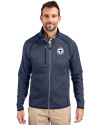 Tennessee Titans Monochromatic Cutter & Buck Mainsail Sweater-Knit Mens Full Zip Jacket Liberty Navy Heather Front Thumbnail Image
