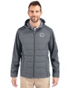 Tennessee Titans Mono -  Cutter & Buck Evoke Recycled HoneycombFleece Mens Hybrid Full Zip Jacket​ Elemental Grey Front Thumbnail Image