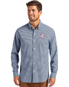 Tennessee Titans Americana -  Cutter & Buck Skyline Recycled Gingham Mens Long Sleeve Button Down Dress Shirt Pale Blue/Navy Blue Front Thumbnail Image